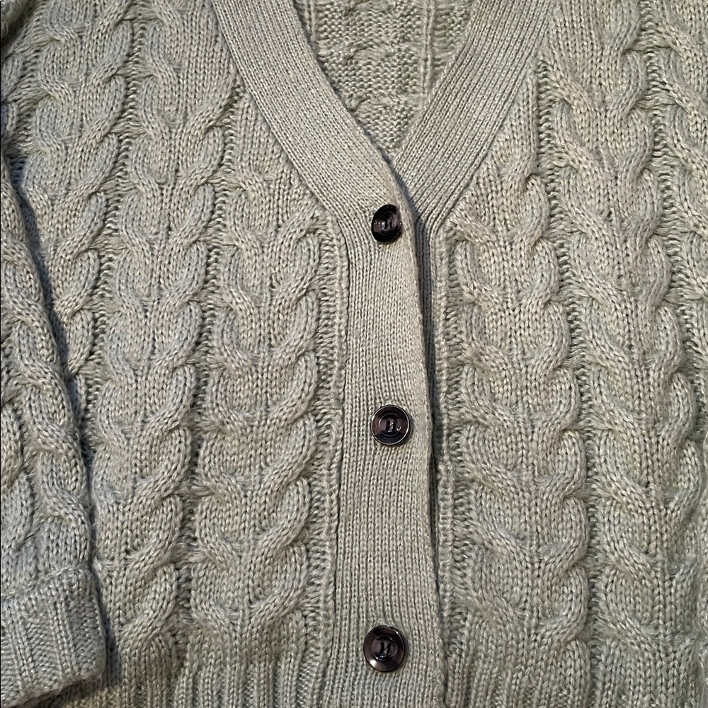 🧚‍♀️💚 DAPHNEA PARIS Cable Knit Cardigan Sage Green M/L - Picture 6 of 9